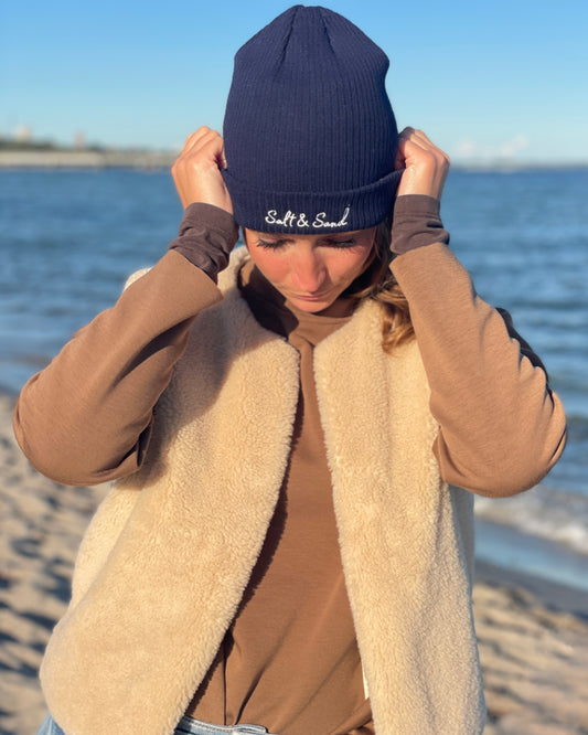 Unisex Beanie blau aus 100 % Bio-Baumwolle