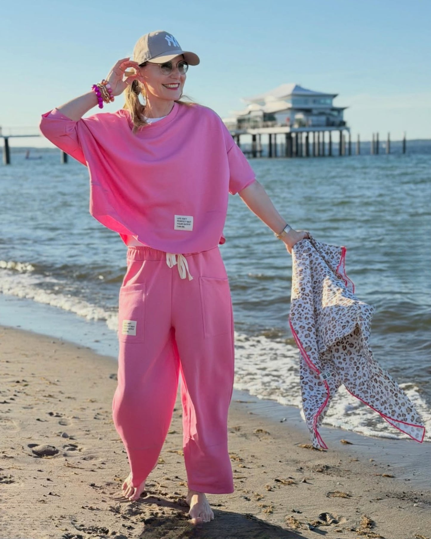 Cosy Zweiteiler aus Viskose pink