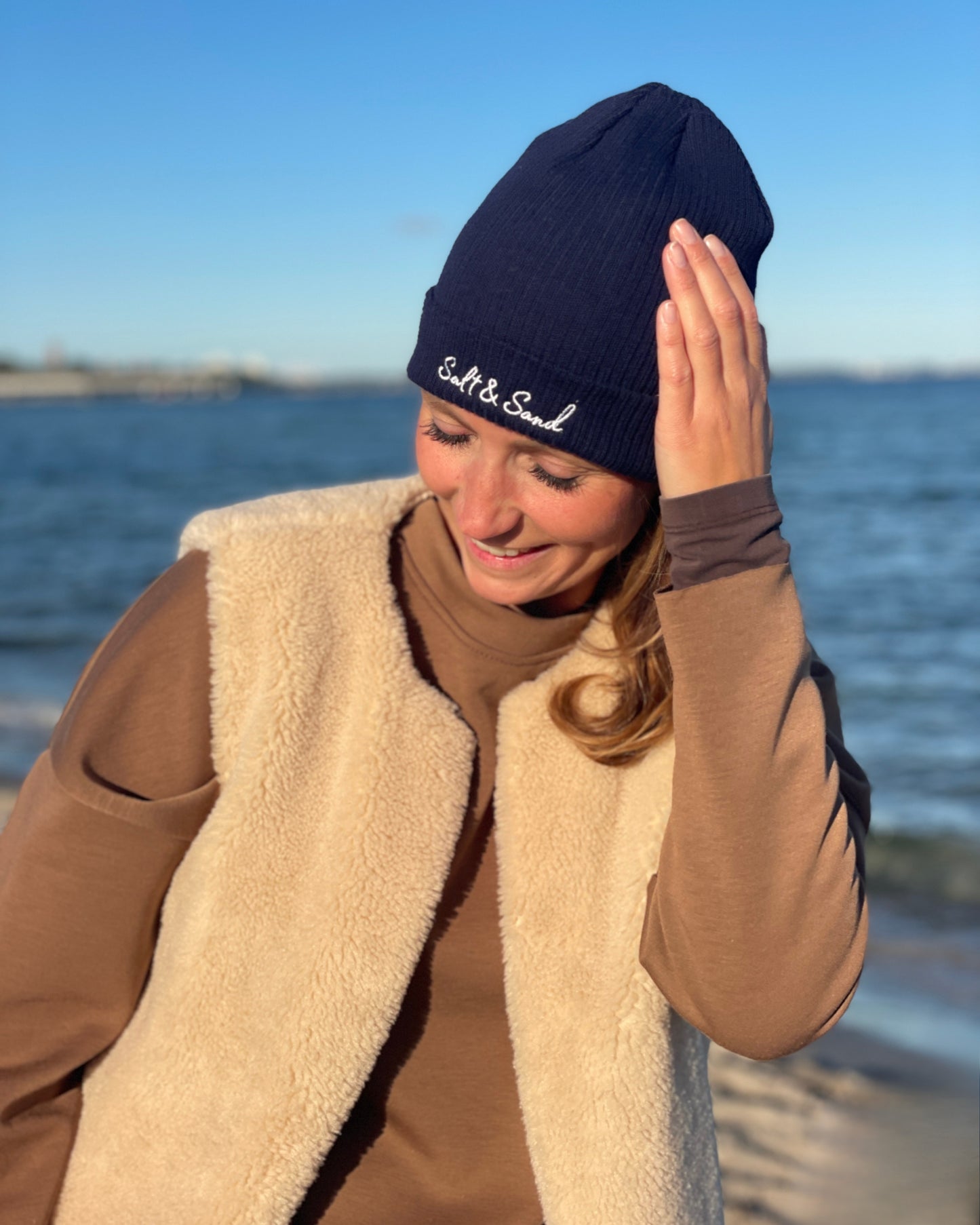 Unisex Beanie blau aus 100 % Bio-Baumwolle