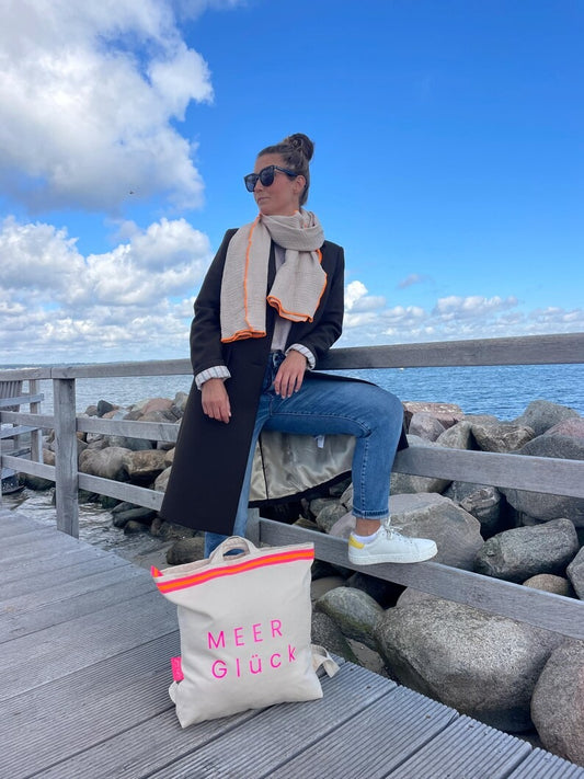 Canvas Rucksack Damen l Beige MEER Glück