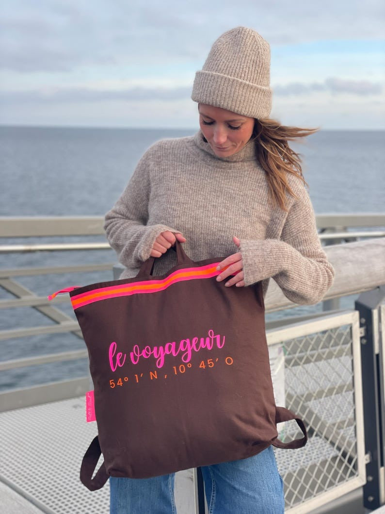 Canvas Rucksack Damen l braun Le Voageur