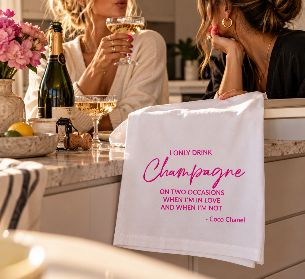 Geschirrtuch Champagne – Ein bisschen Glamour für deine Küche