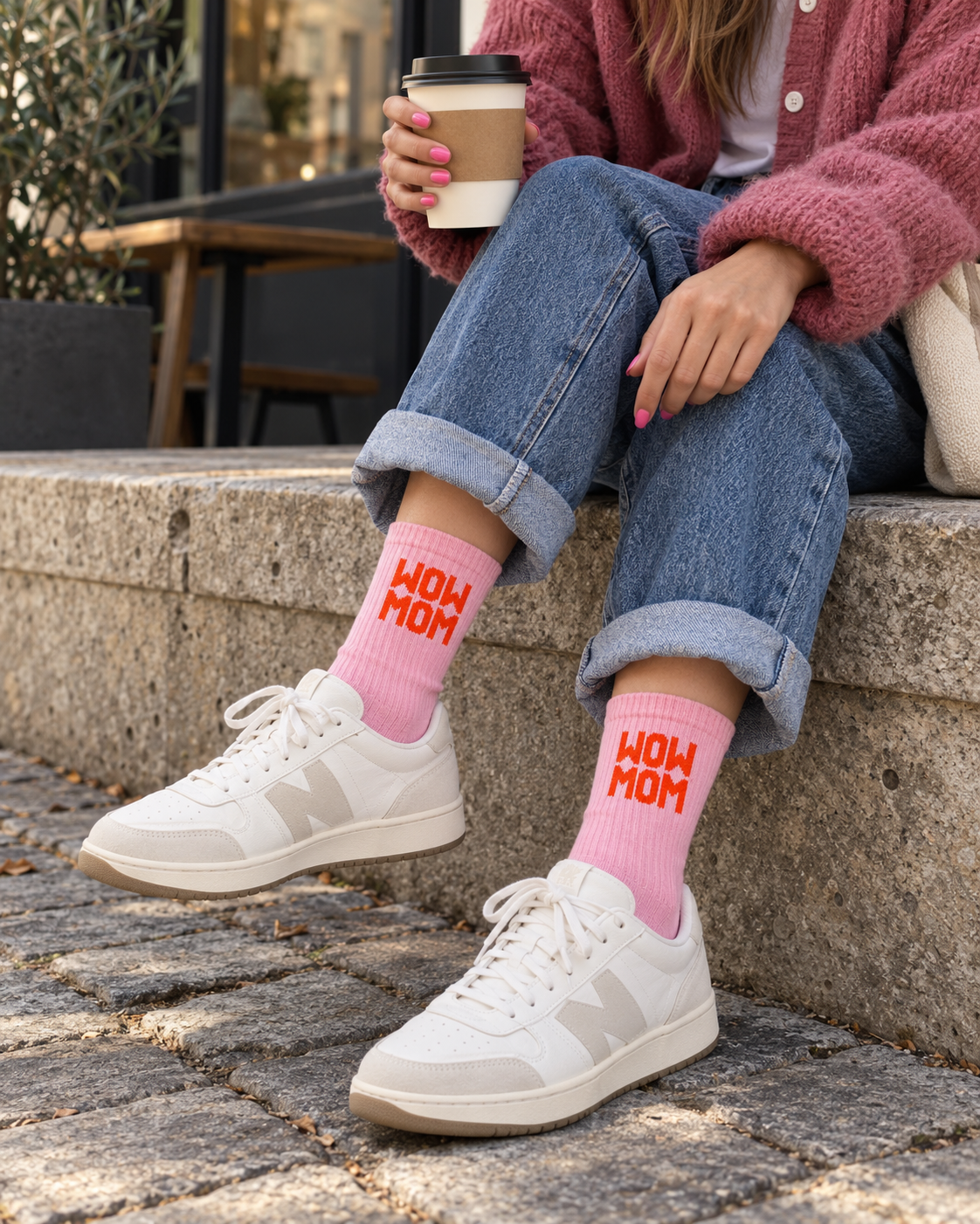 Wow Mom Socken pink