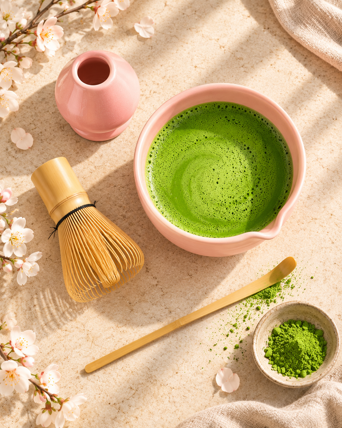 Matcha Set Camellia Pink – 4-teilig mit Schale, Besen & Zubehör