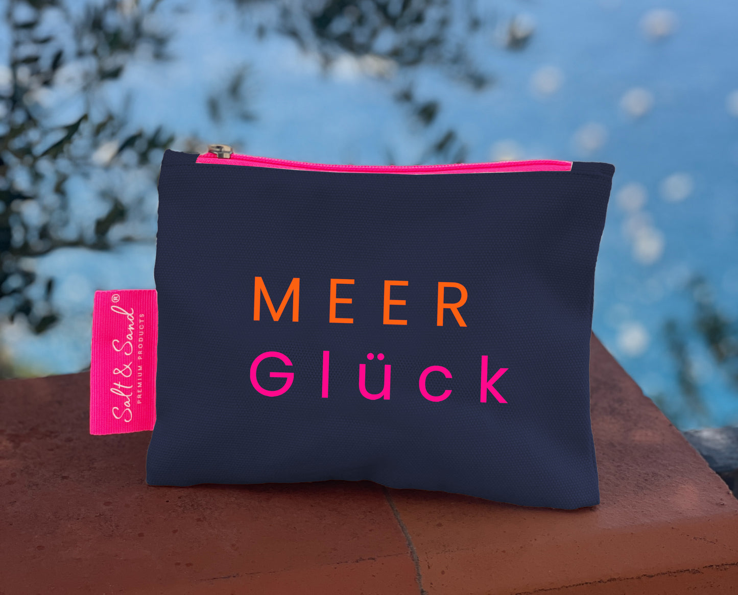 Kosmetiktasche aus Baumwoll Canvas l Blau MEER Glück