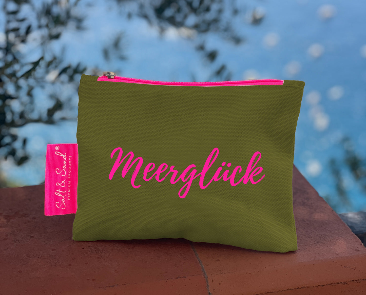 Kosmetiktasche aus Baumwoll Canvas l Oliv MEER Glück