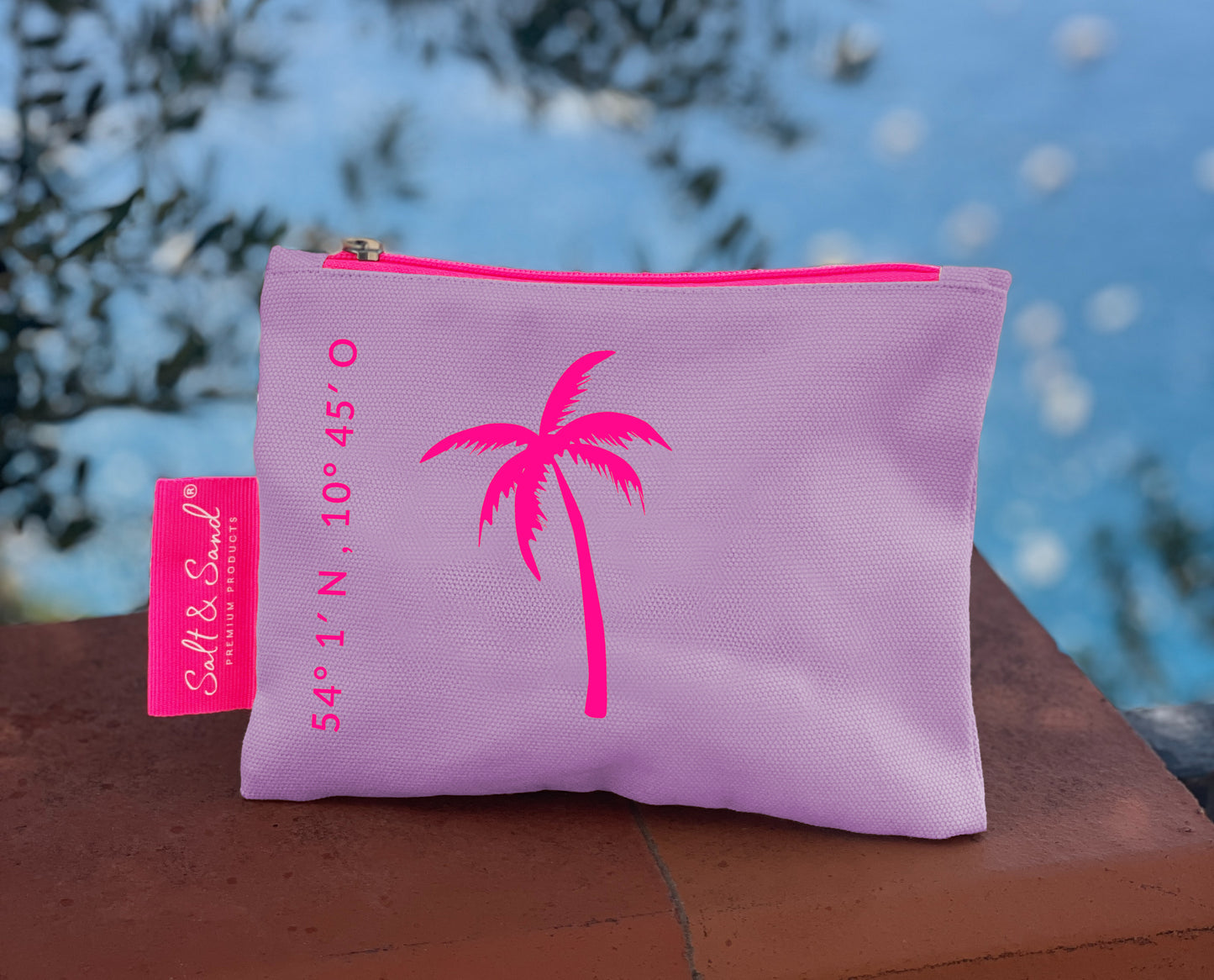 Kosmetiktasche aus Baumwoll Canvas l Lavendel Palme