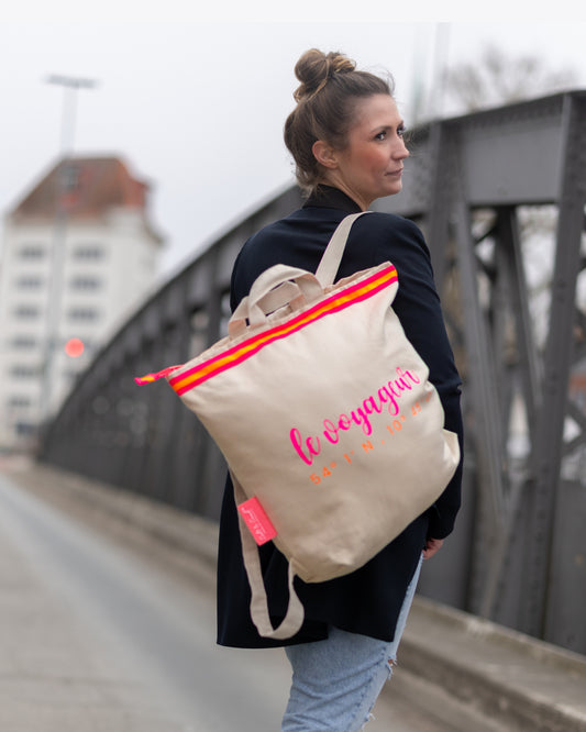 Canvas Rucksack Damen l Beige Le Voyageur