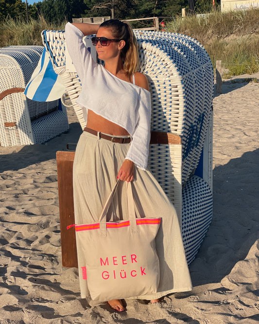 Canvas Shopper Tasche beige MEER Glück