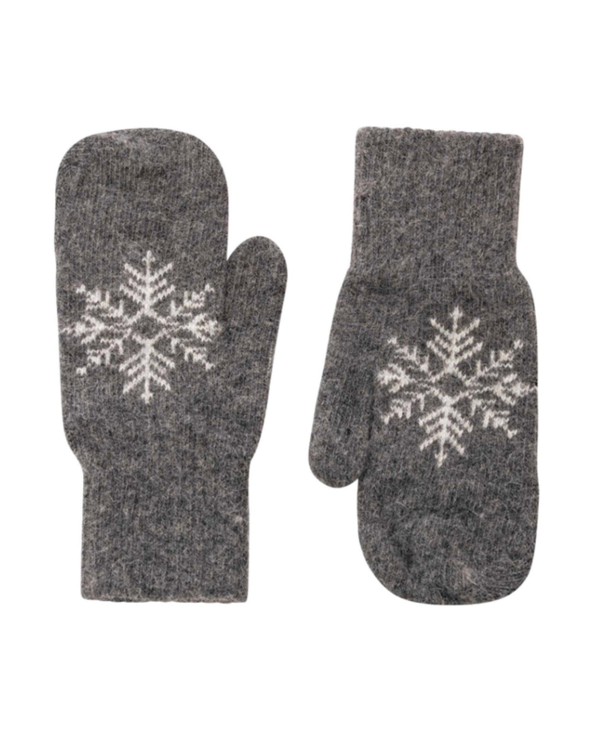 Kuschelige Fäustlinge mit Schneeflocke – Grau