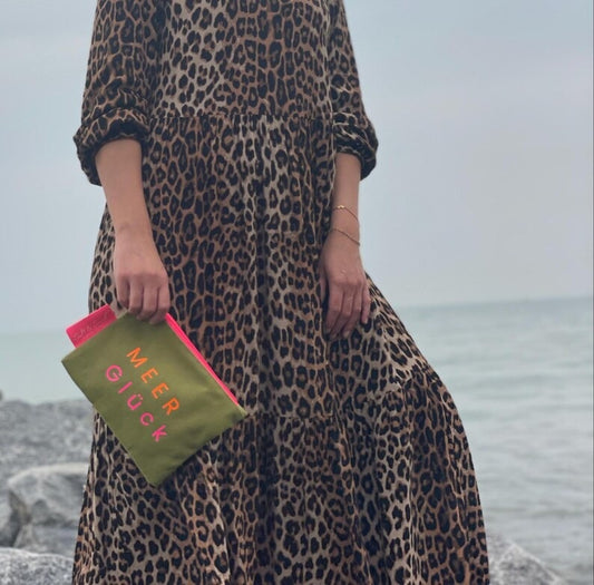 Kosmetiktasche aus Baumwoll Canvas l Oliv MEER Glück