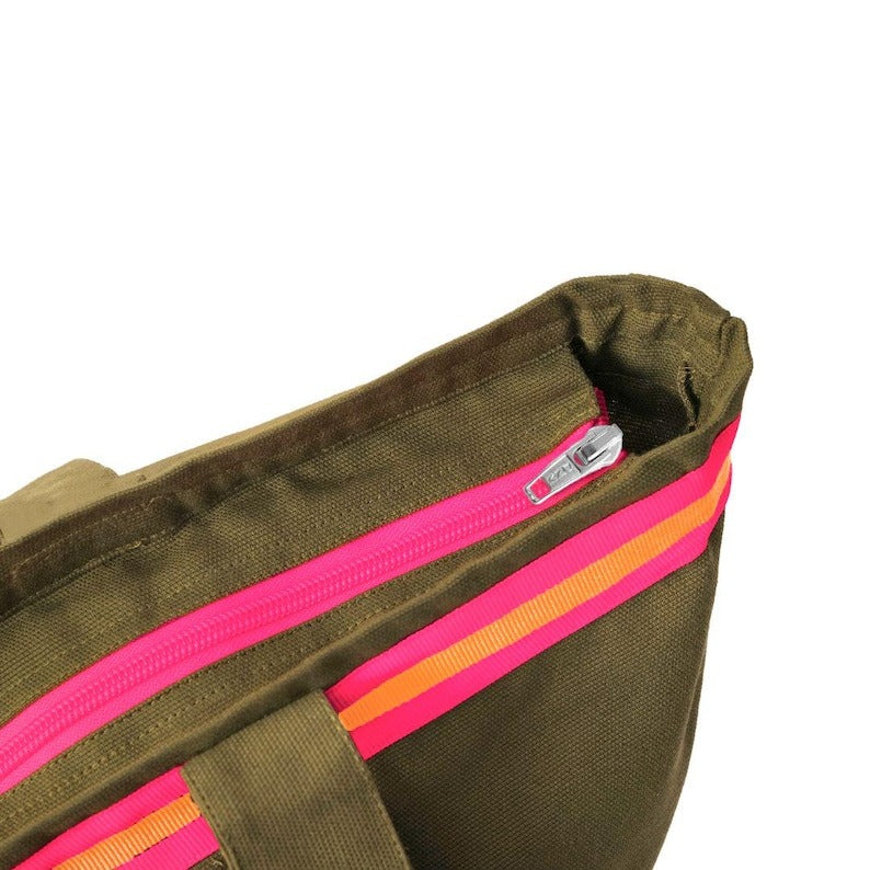 XL Canvas Shopper Strandtasche oliv Le Voyageur