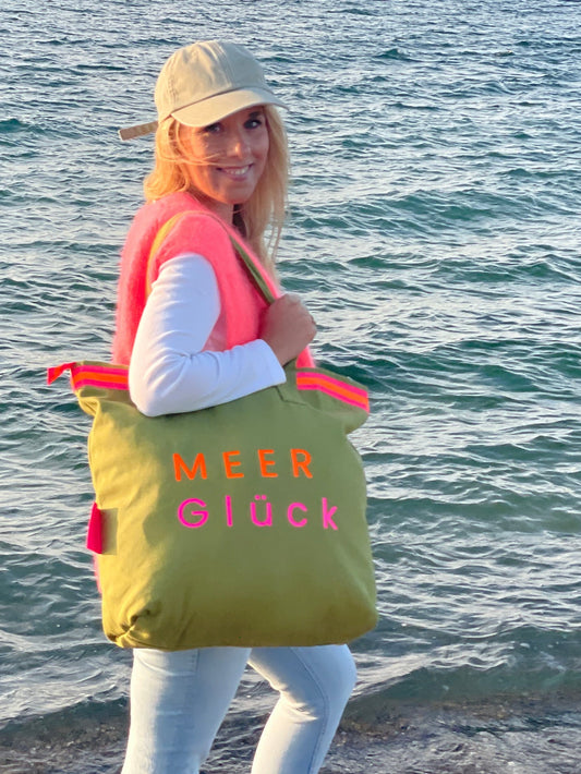 Canvas Shopper Tasche oliv MEER Glück