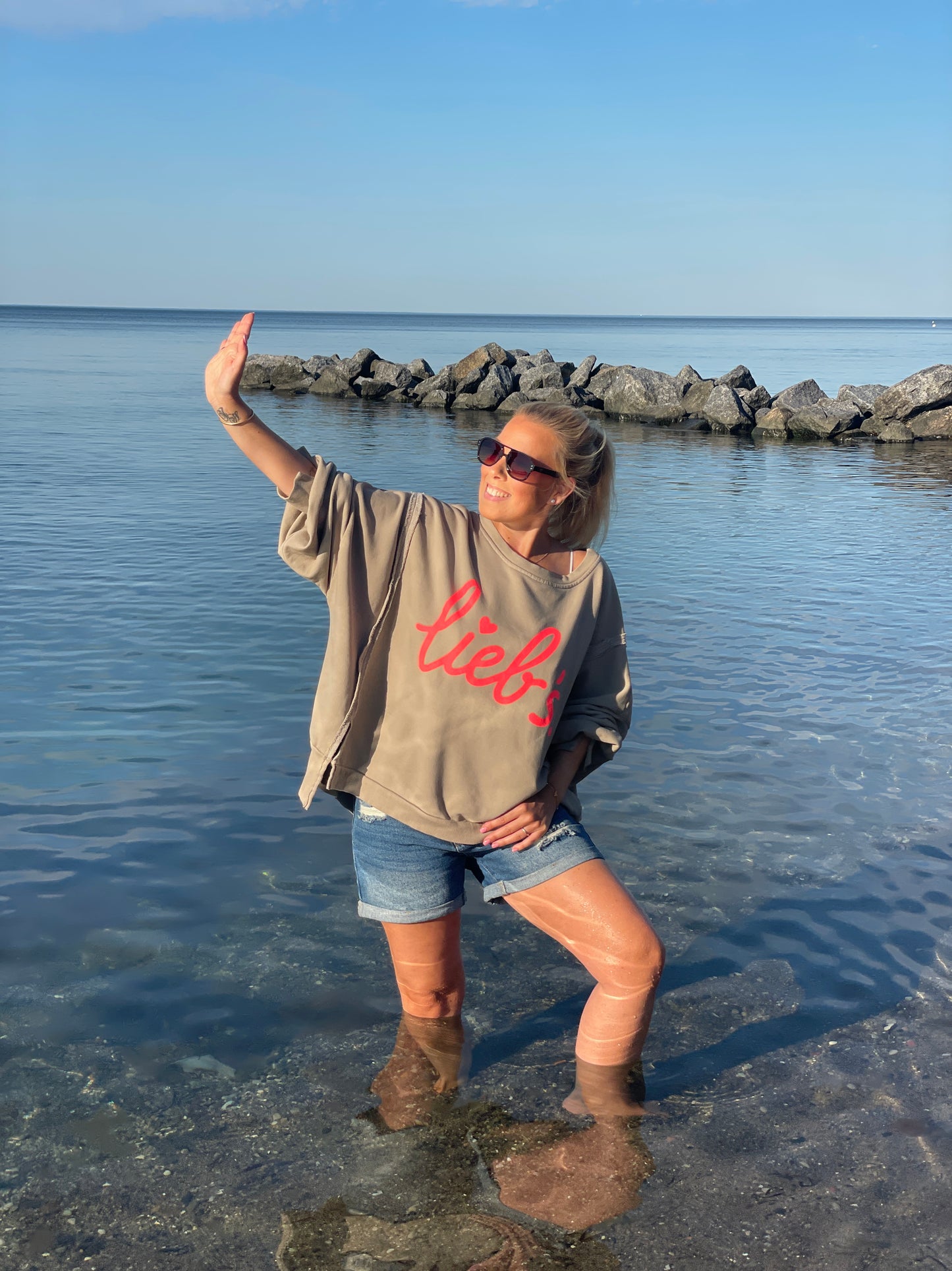 Cozy Oversize Sweatshirt "lieb´s" - Sand Dune