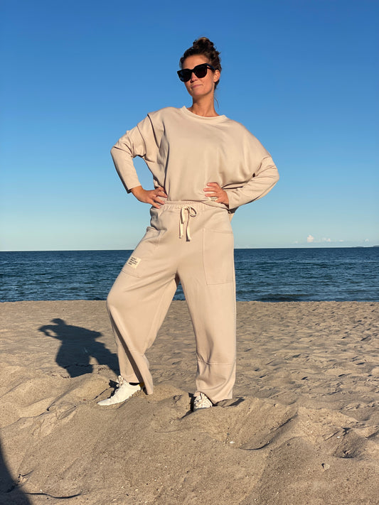 Cosy Zweiteiler aus Viskose beige