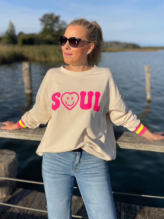 Cozy Oversize Sweatshirt "Soul" - light sand