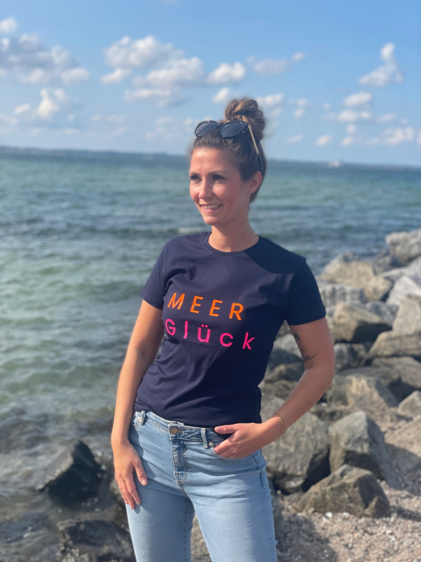 T-Shirt Damen MEER Glück blau