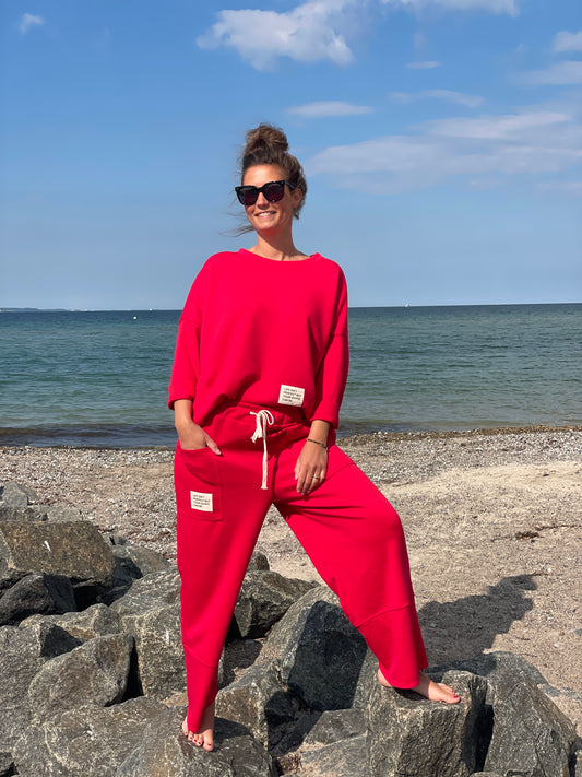 Cosy Zweiteiler aus Viskose rot