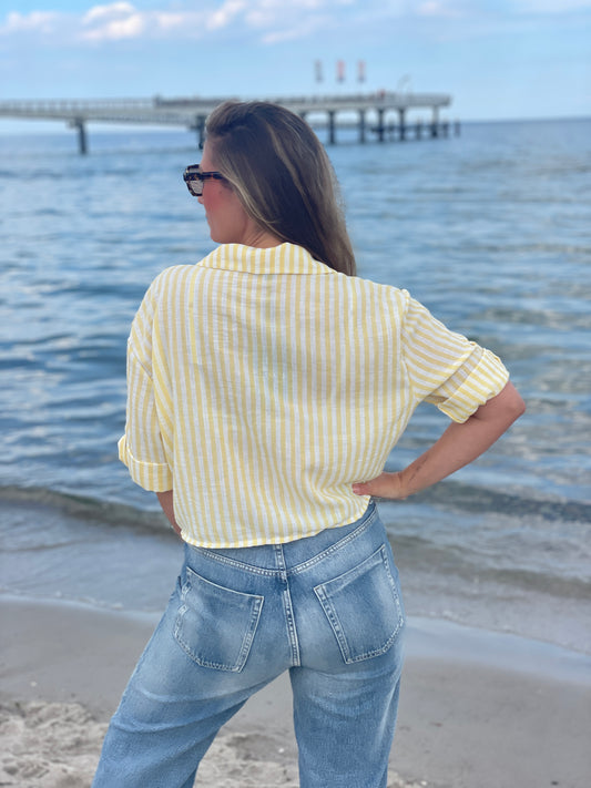 Cropped Bluse Lobster Club - sunny yellow