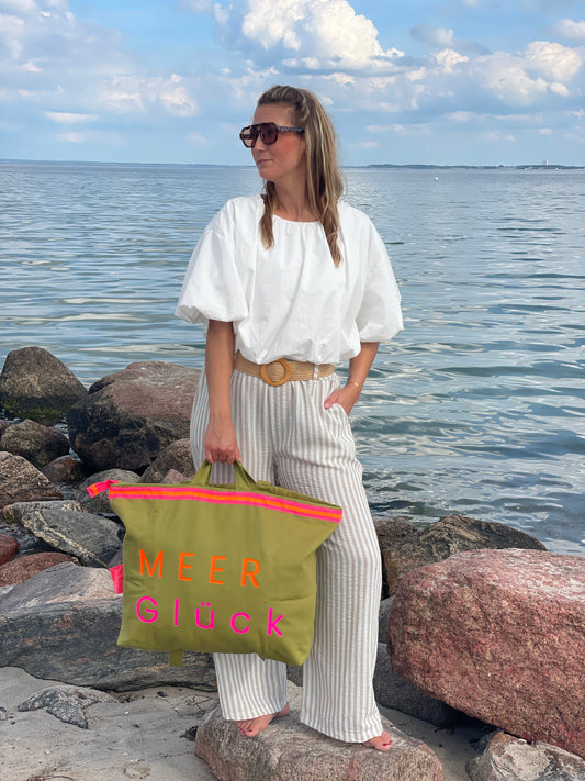 XL Canvas Rucksack Damen l oliv MEER Glück