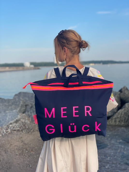 XL Canvas Rucksack Damen l blau MEER Glück