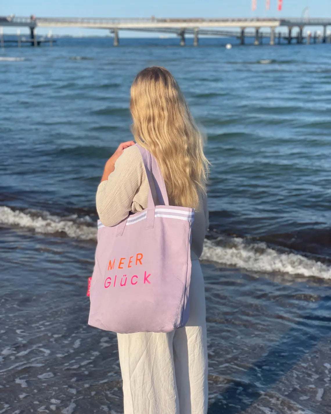 Canvas Shopper Tasche lavendel MEER Glück