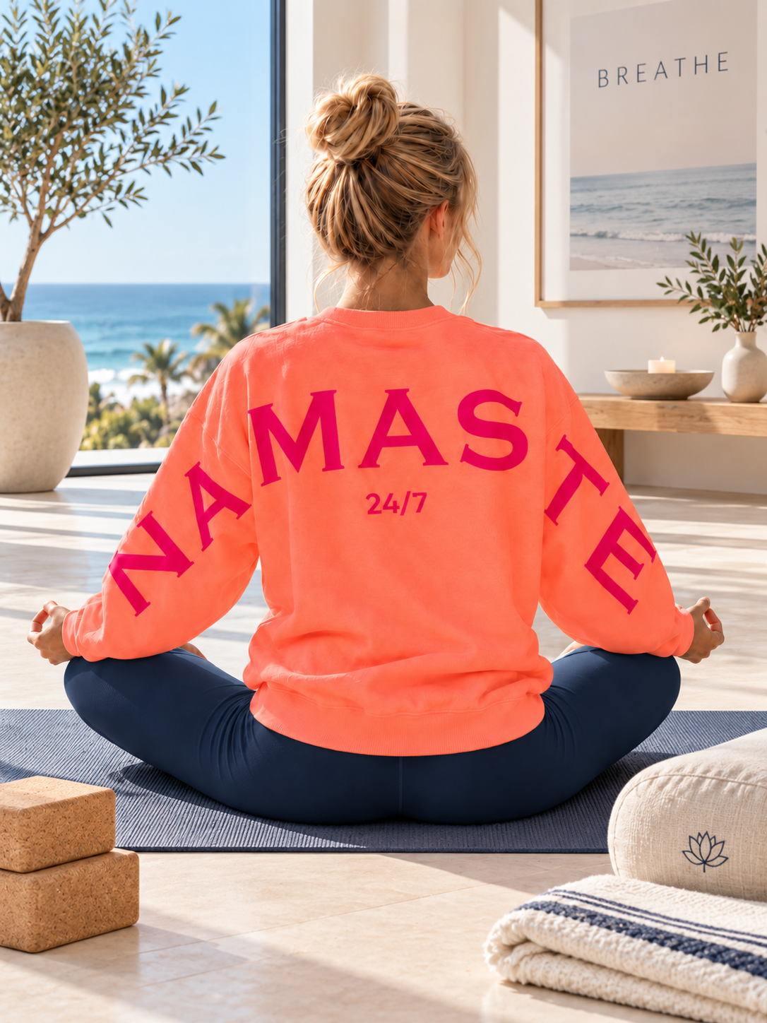 Oversize Sweater „Namasté 24/7“ - coralle
