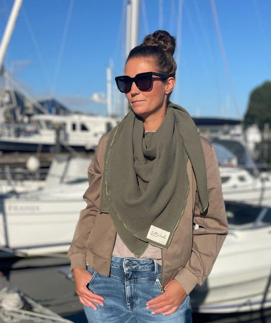 Musselin Tuch Damen l Oliv