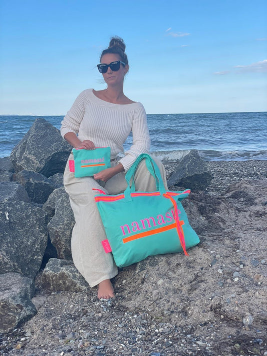 XL Canvas Shopper Strandtasche türkis Namasté