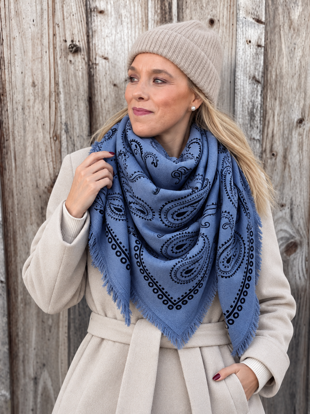 Paisley Schal XL - blau 135 x 135 cm