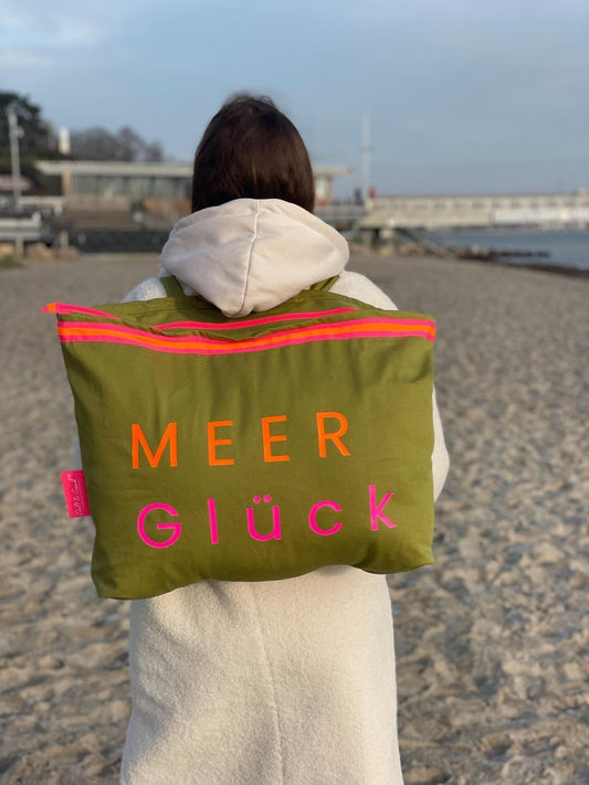 XL Canvas Rucksack Damen l oliv MEER Glück
