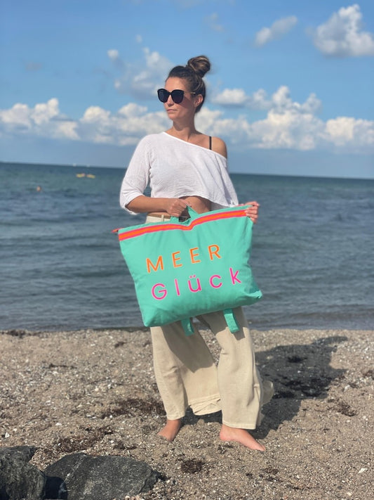 Canvas Rucksack XL türkis MEER Glück / B-Ware