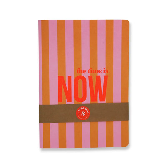 A5 Notizbuch „The Time Is NOW“ – Pink & Orange