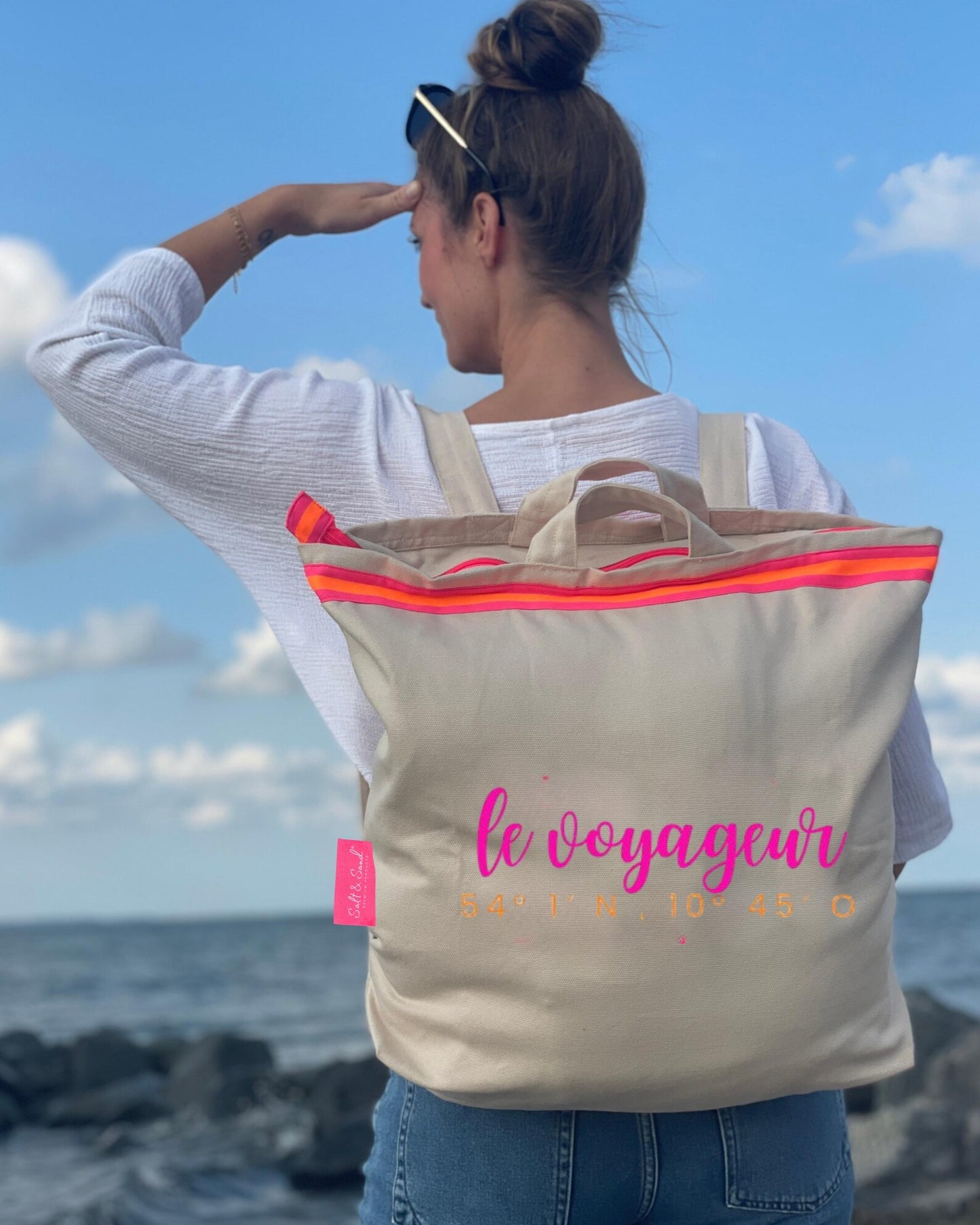 Canvas Rucksack Damen l Beige Le Voyageur
