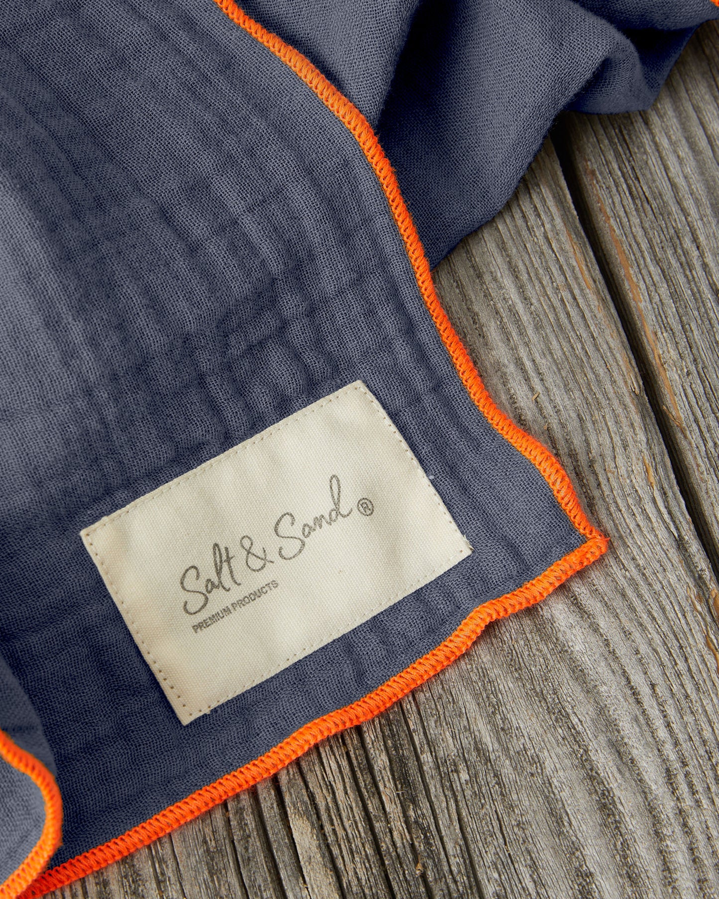 Musselin Tuch Damen l Jeansblau mit orange