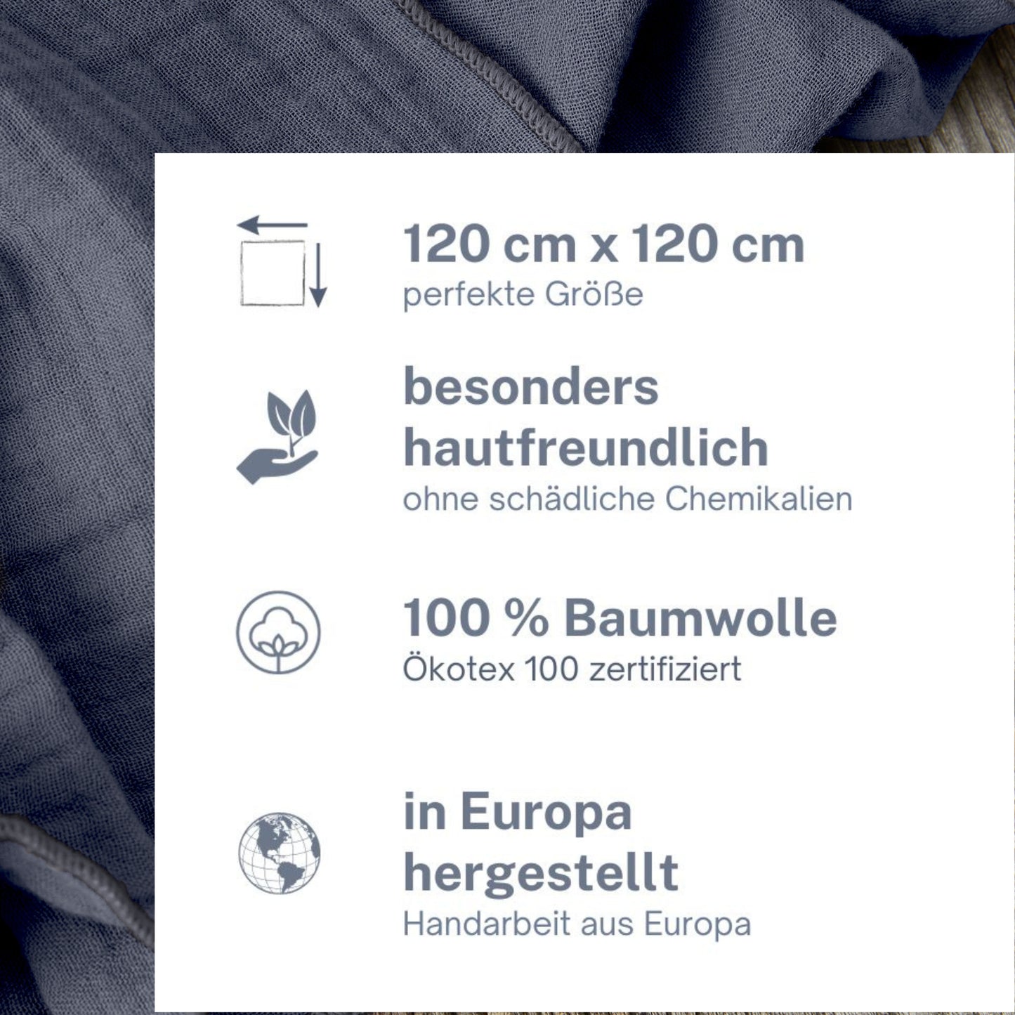Musselin Tuch Damen l Jeansblau