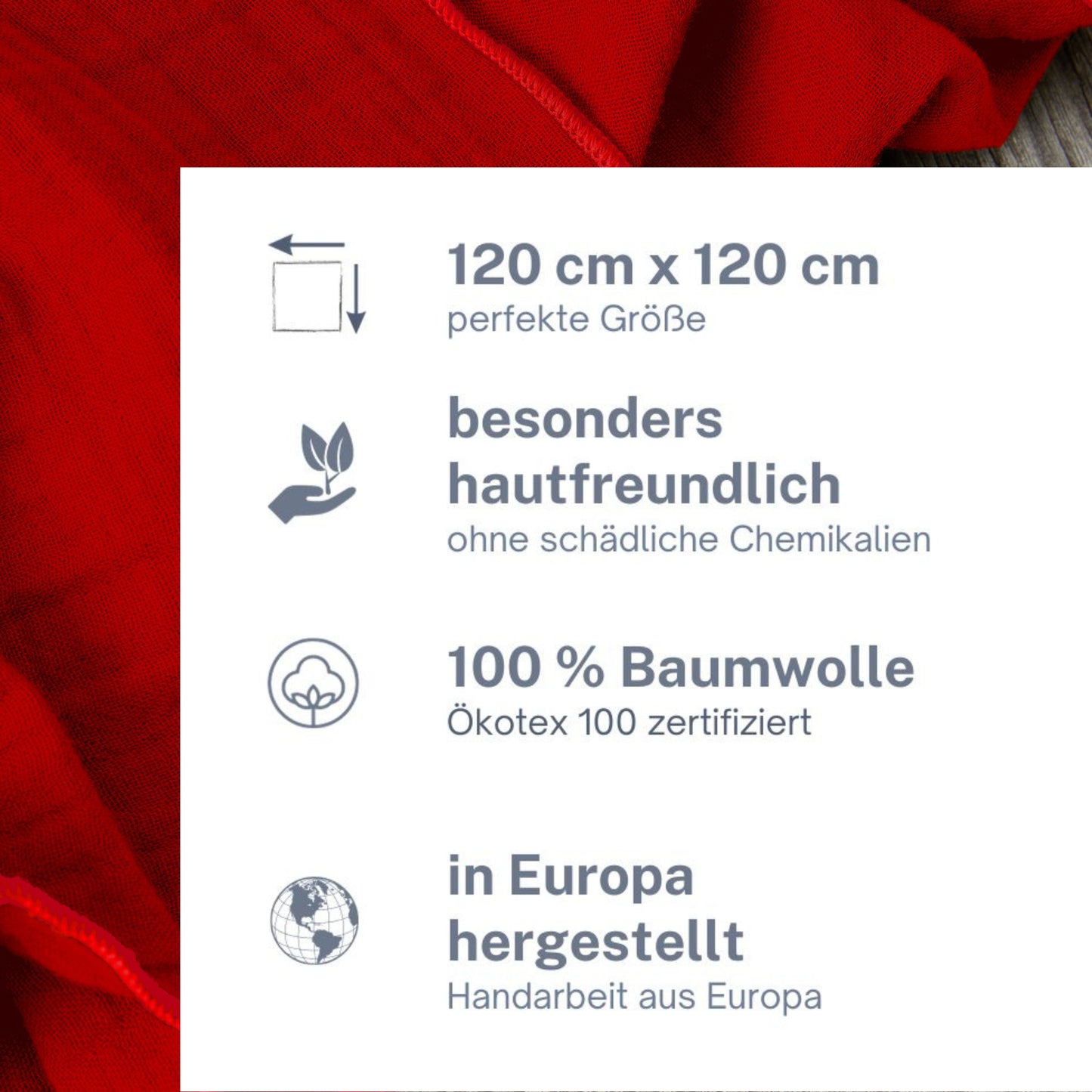 Musselin Tuch Damen l Rot