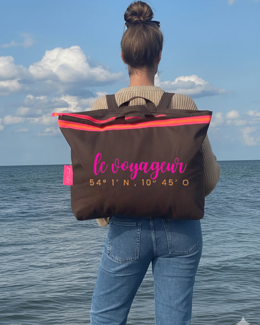 XL Canvas Rucksack Damen l braun Le Voyageur