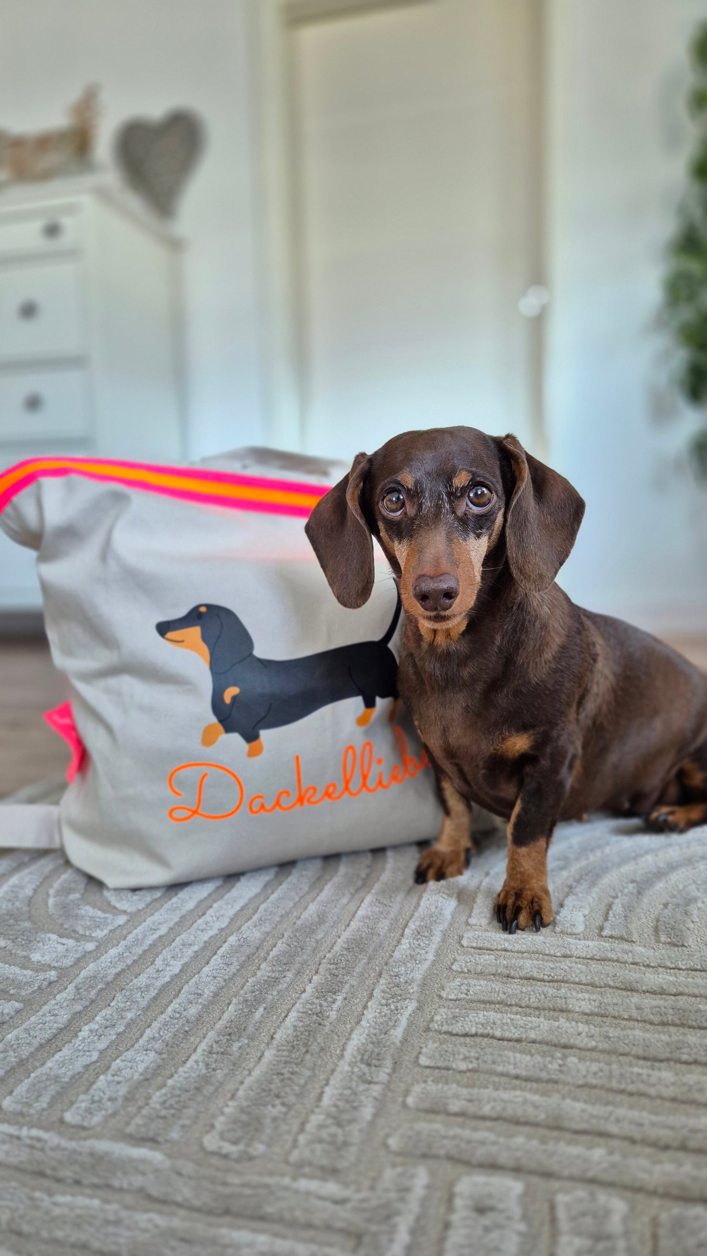 Canvas Rucksack Damen l beige Dackel