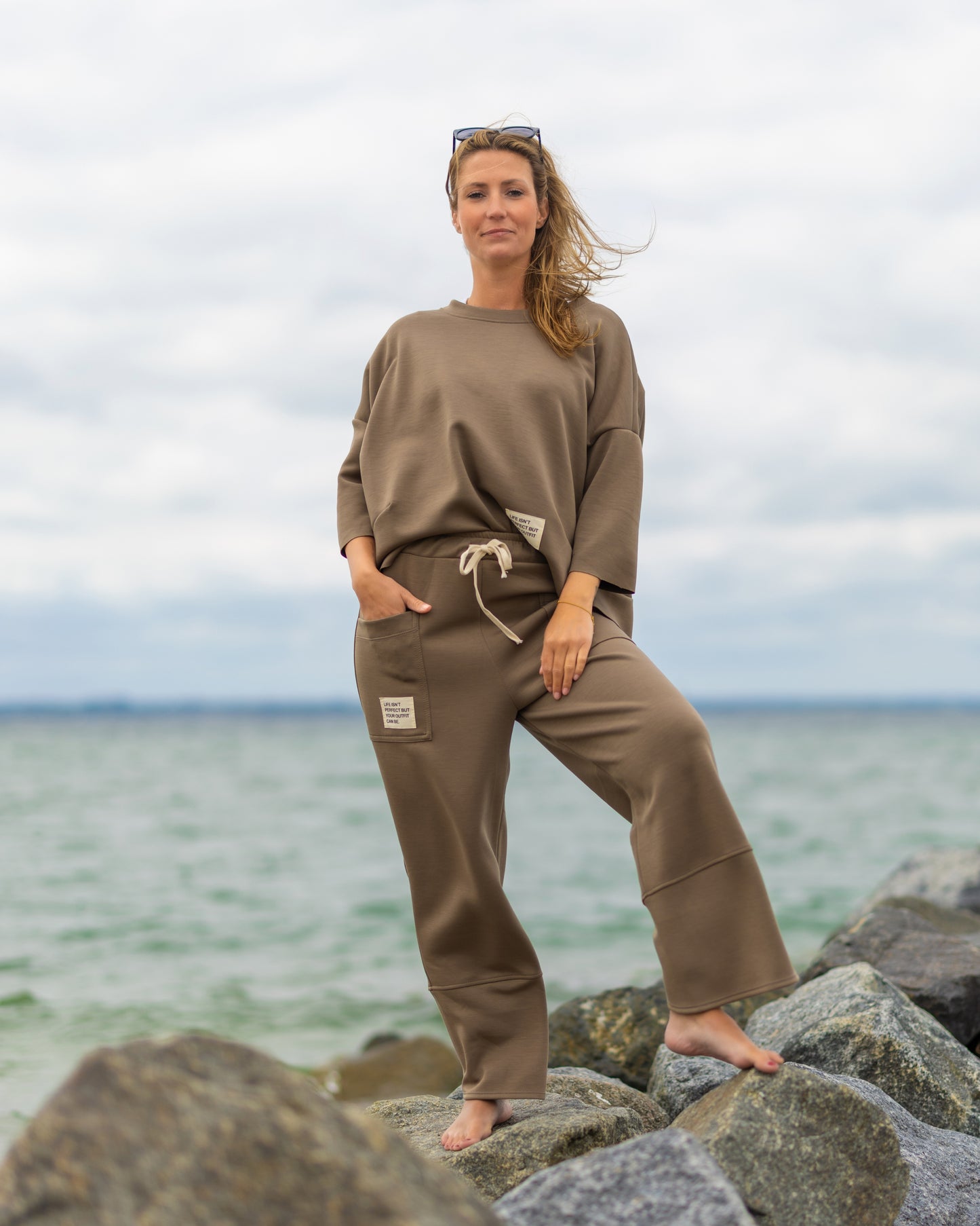 Cosy Zweiteiler aus Viskose schlamm