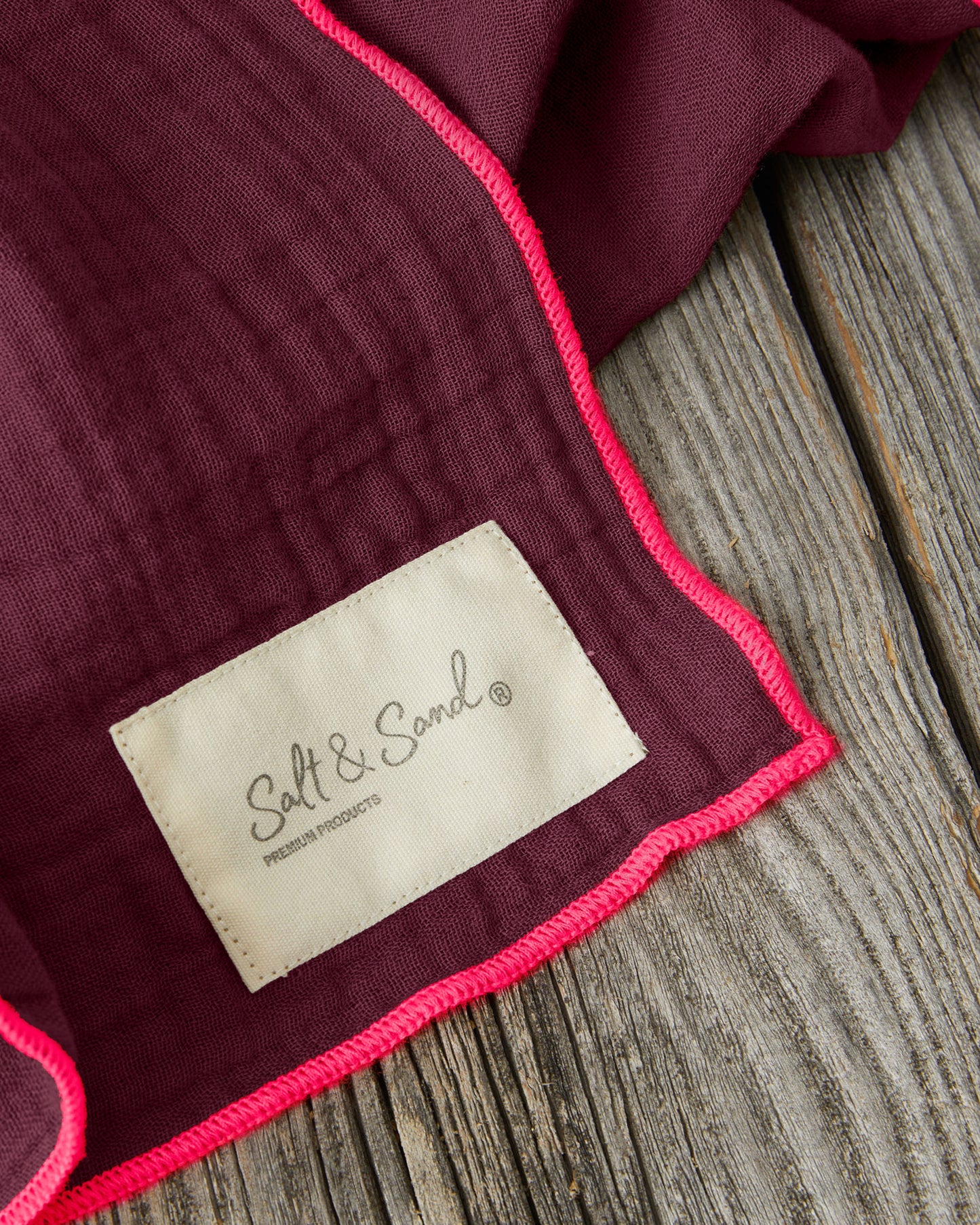 Musselin Tuch Damen l Bordeaux mit pink