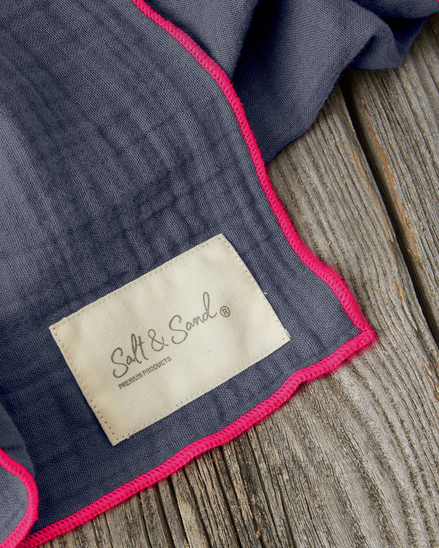 Musselin Tuch Damen l Jeansblau mit pink