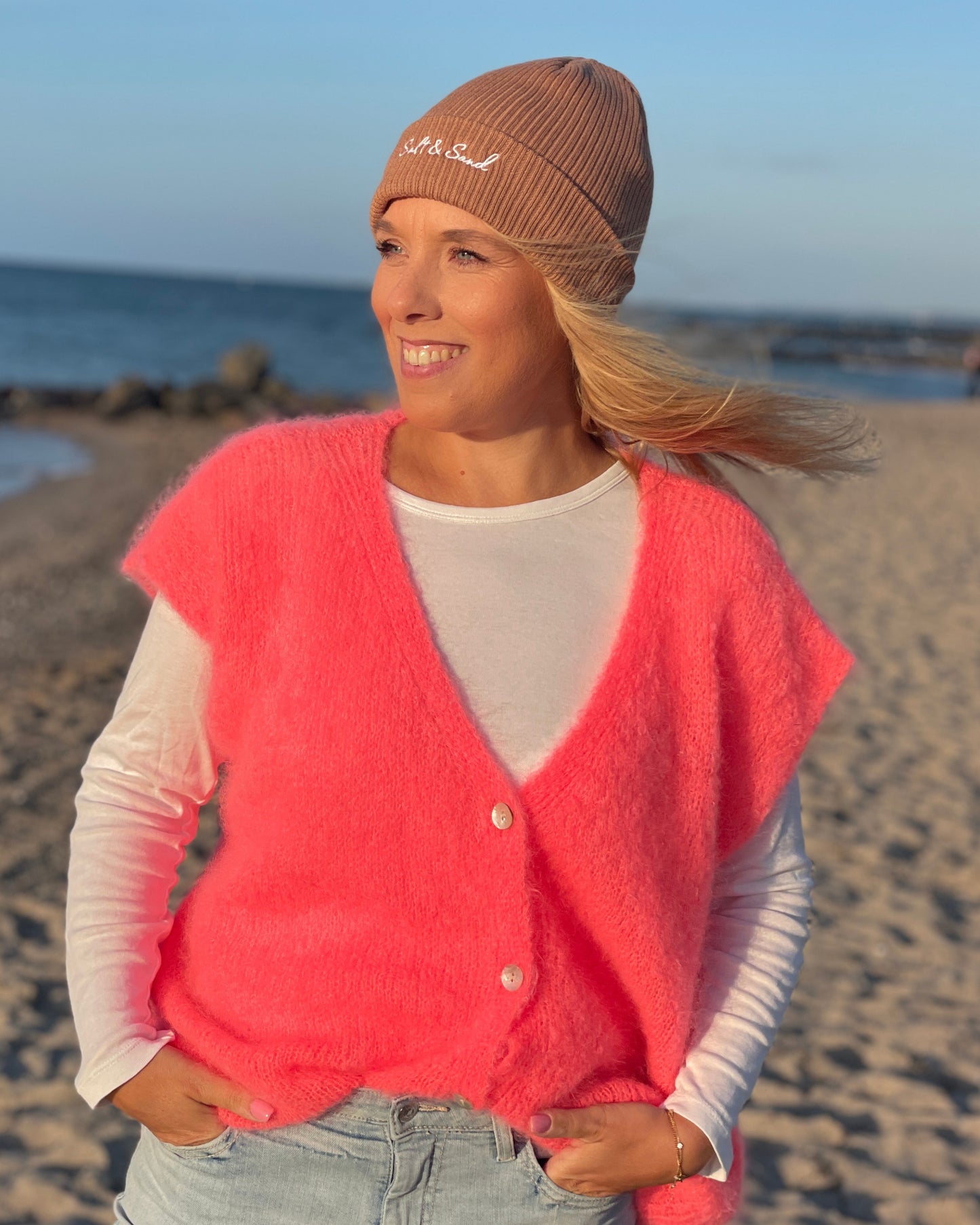 Kurzer Cardigan – 80 % Kid Mohair - Korallpink