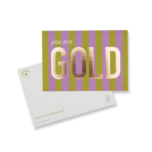 Postkarte „You Are Gold“ – Flieder, Oliv & Gold