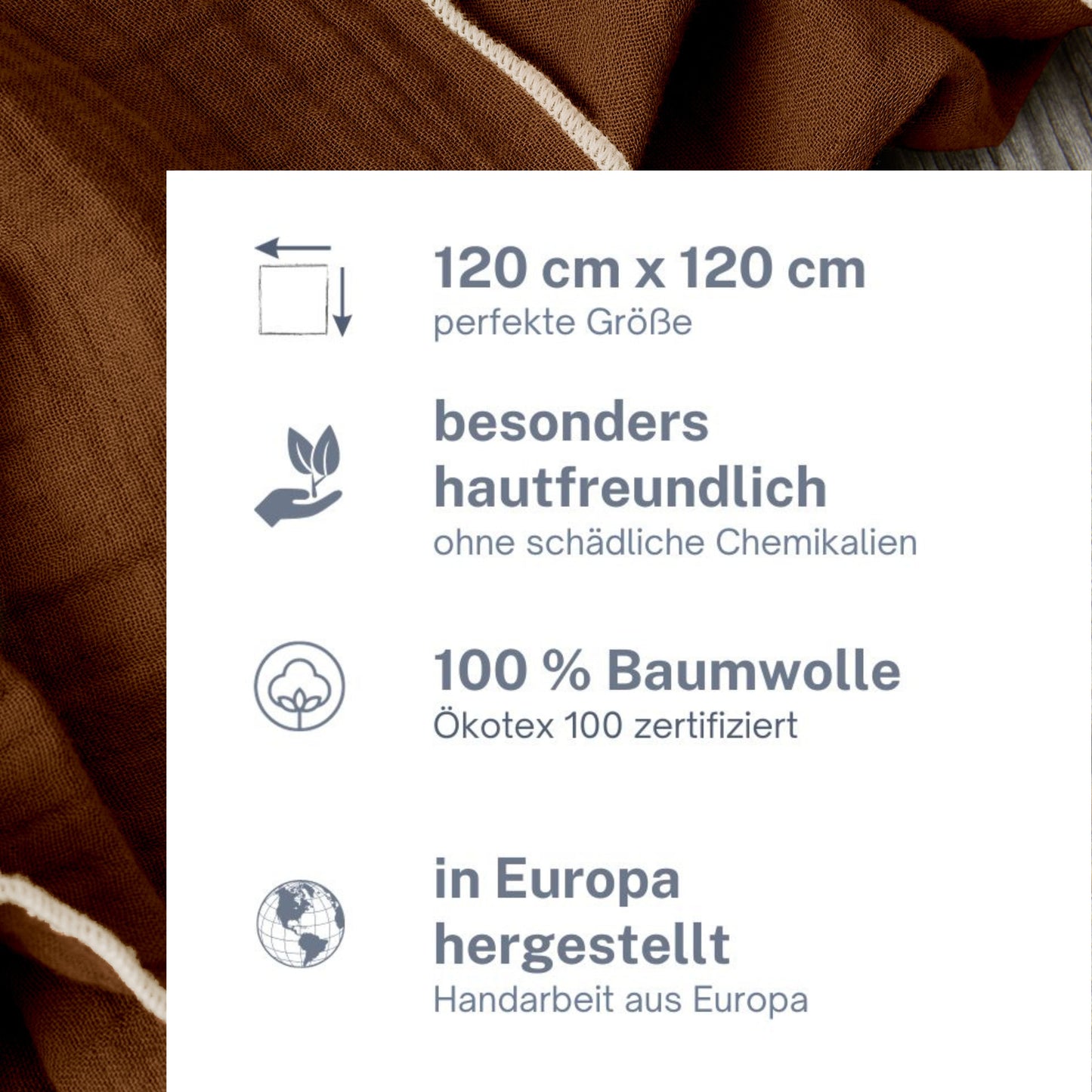 Musselin Tuch Damen l Braun