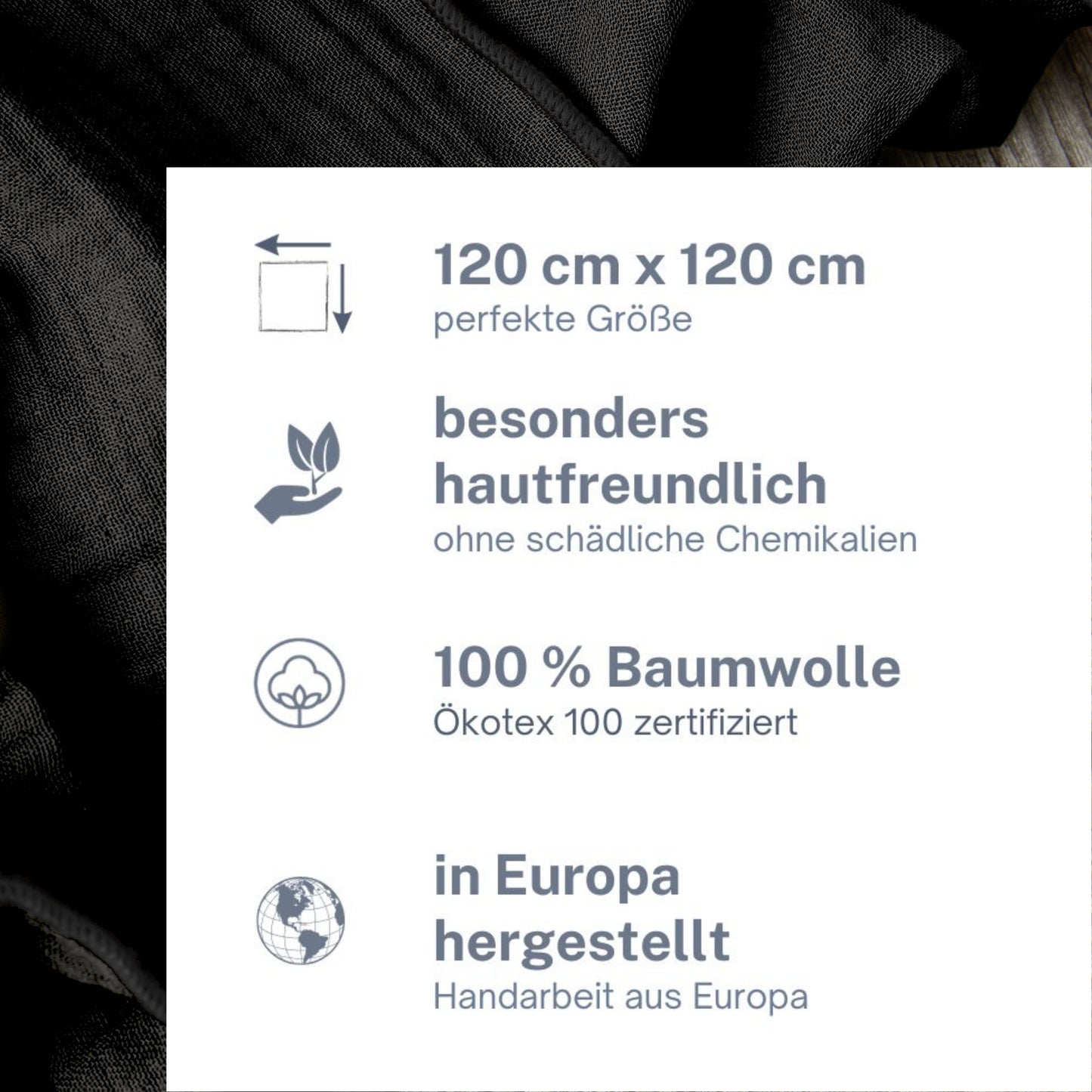 Musselin Tuch Damen l Schwarz