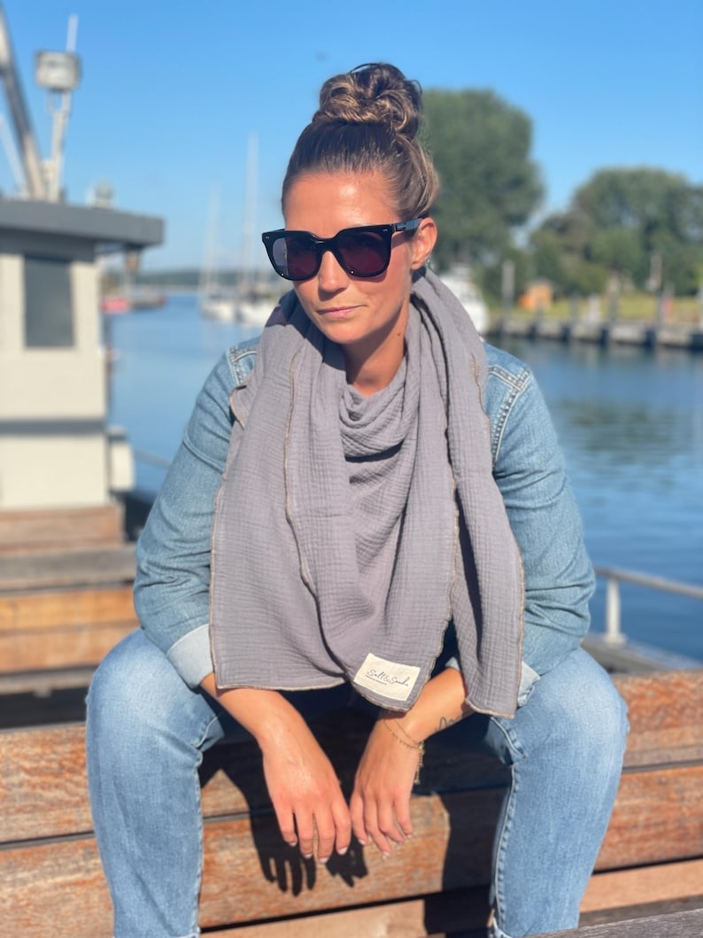 Musselin Tuch Damen l Anthrazit