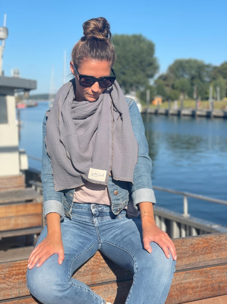 Musselin Tuch Damen l Anthrazit