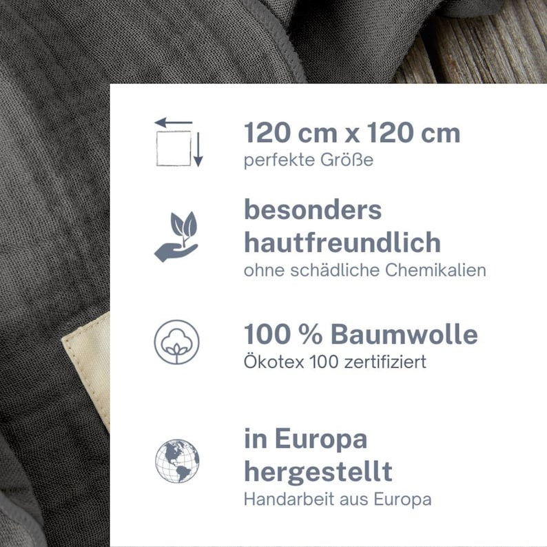 Musselin Tuch Damen l Anthrazit