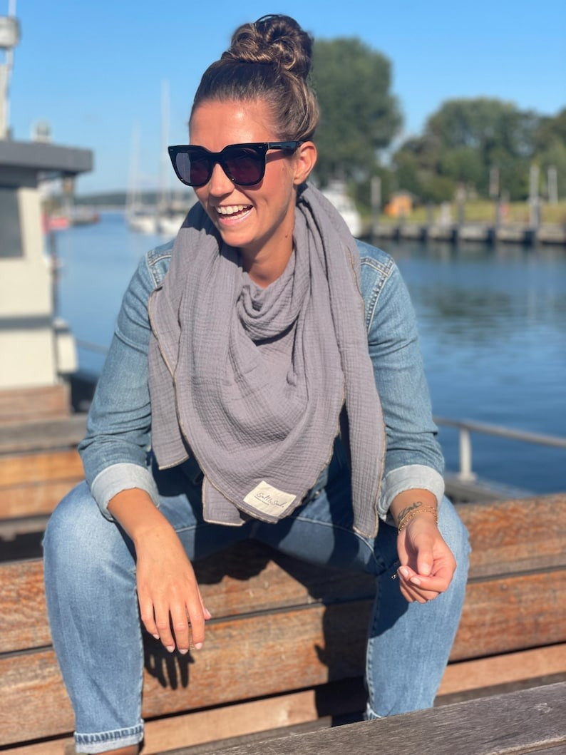 Musselin Tuch Damen l Anthrazit